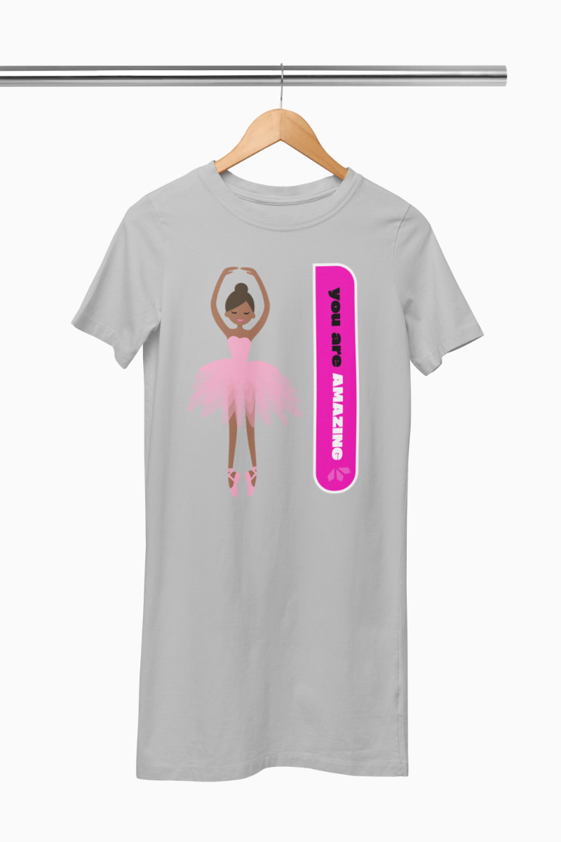 Women's Ballet Dance Tshirt Dress Grey Melange by ZealforTee