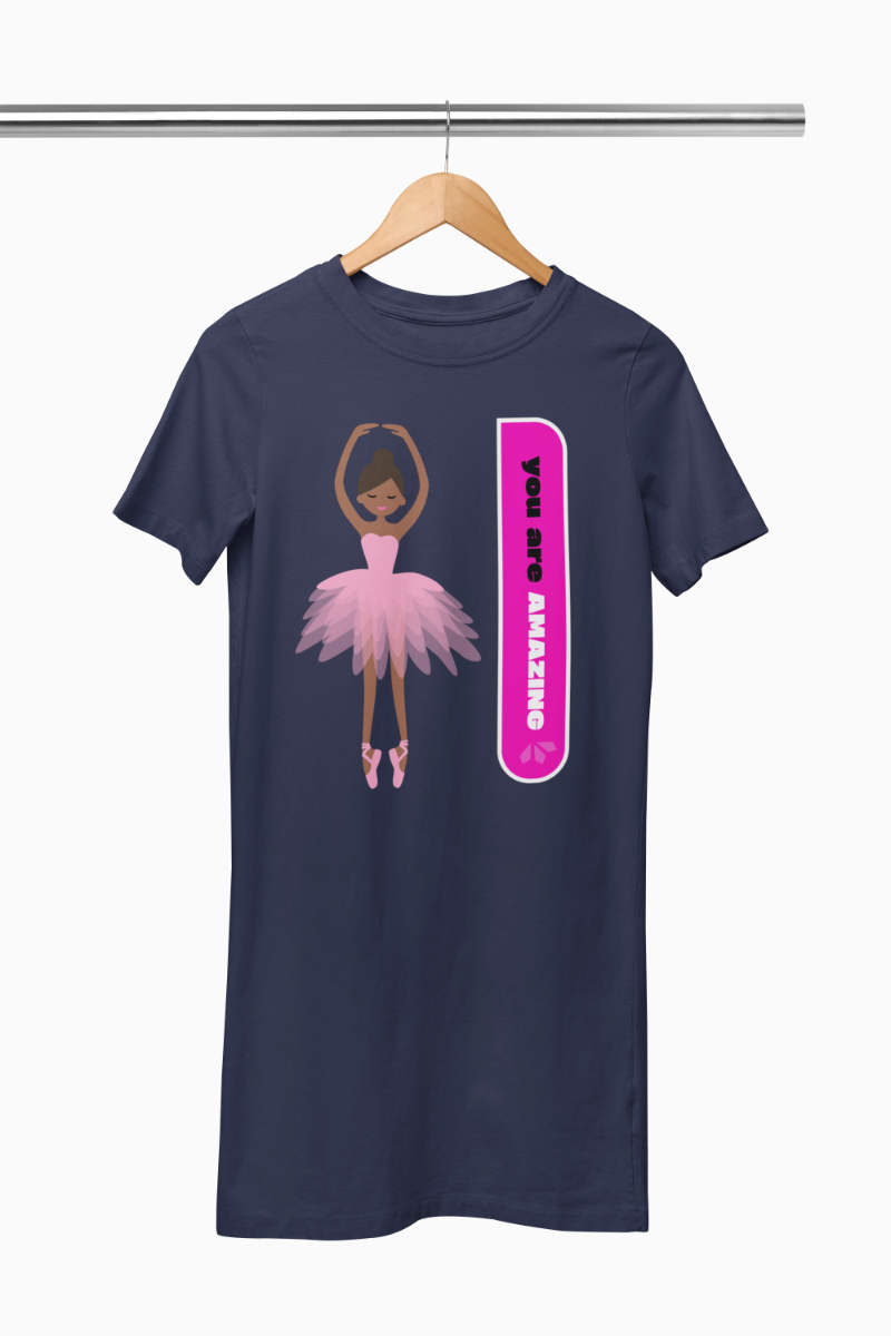 Women's Ballet Dance Tshirt Dress Navy Blue by ZealforTee