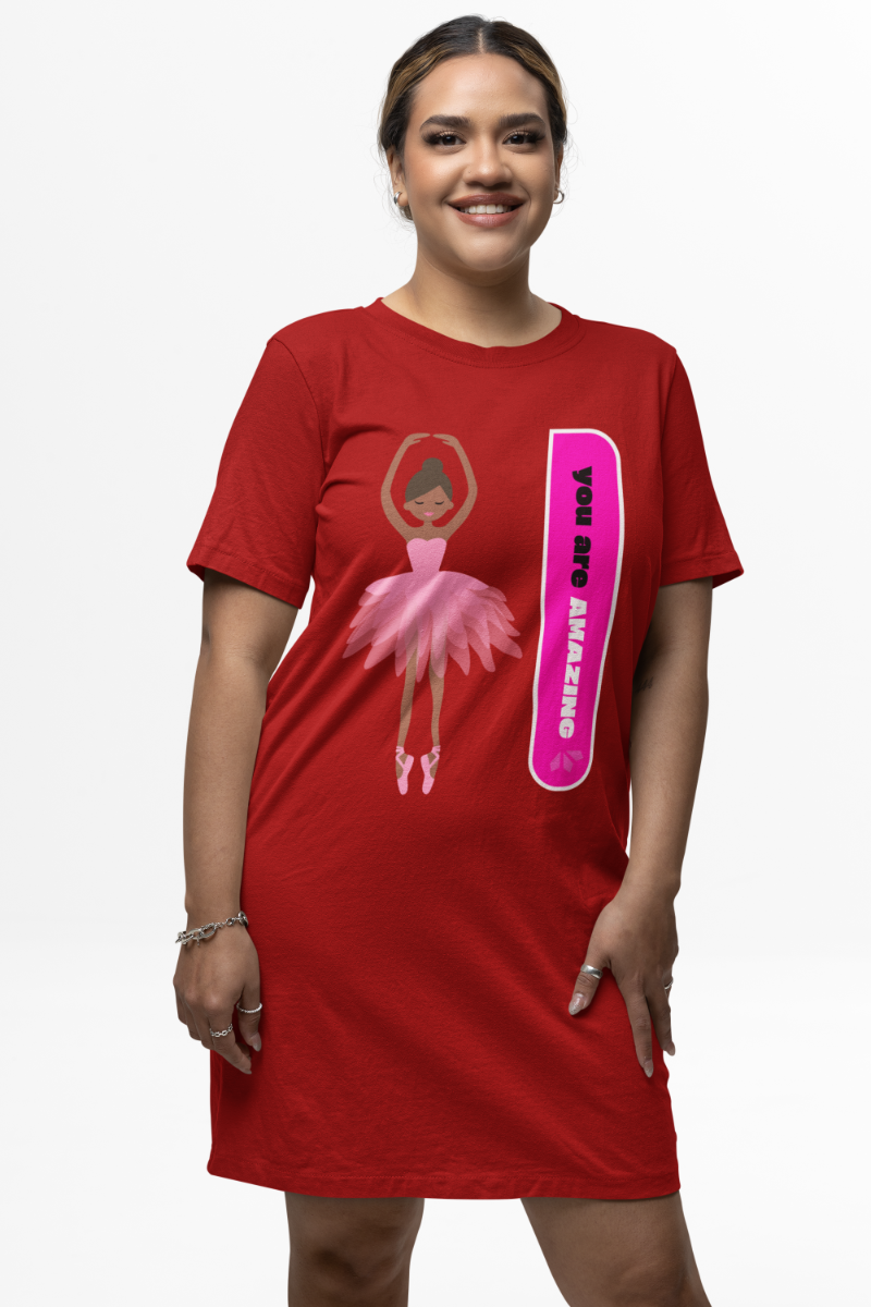 Women's Ballet Dance Tshirt Dress Red by ZealforTee