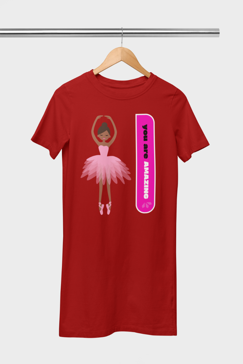 Women's Ballet Dance Tshirt Dress Red by ZealforTee