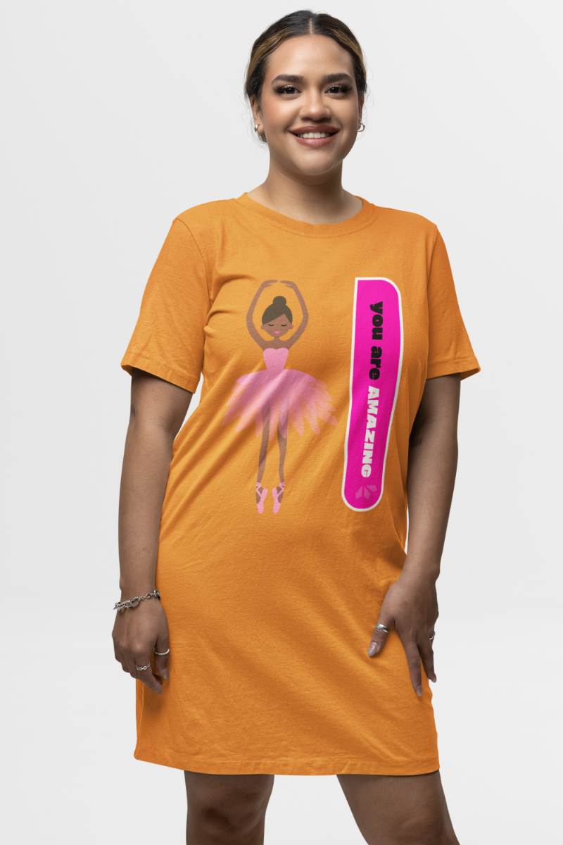 Women's Ballet Dance Tshirt Dress Golden Yellow by ZealforTee