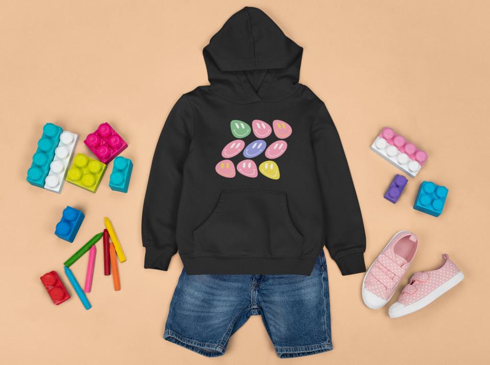 Boy's Wavy Smiley Faces Hoodie Sweatshirt Red by ZealforTee