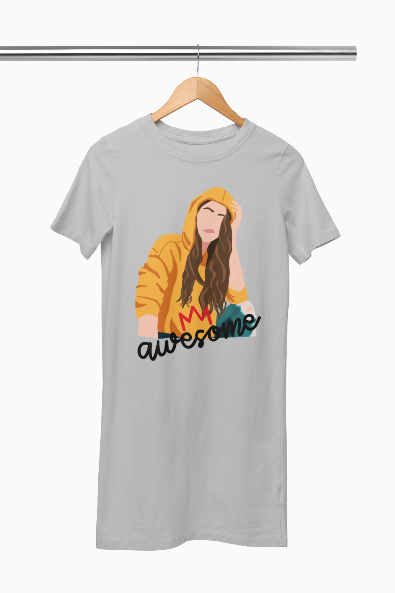 Women's Awesome Tshirt Dress Grey Melange by ZealforTee