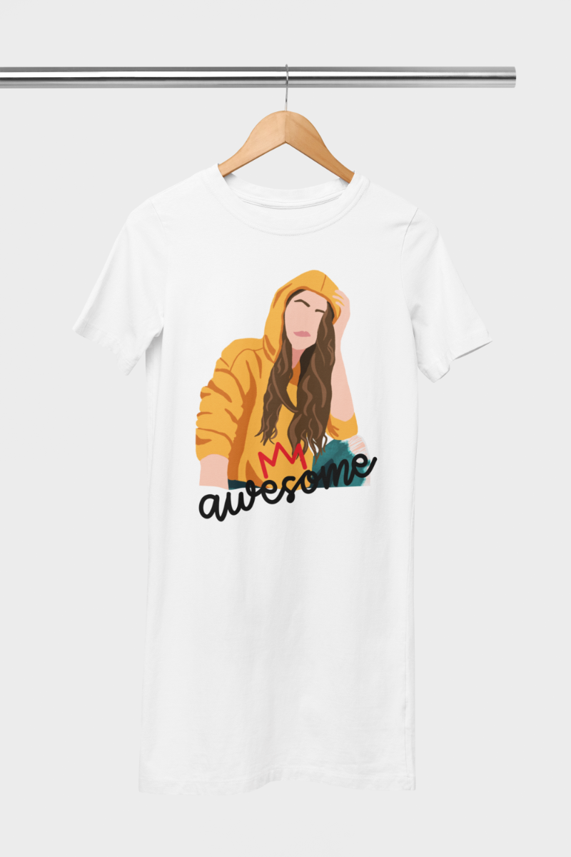 Women's Awesome Tshirt Dress White by ZealforTee