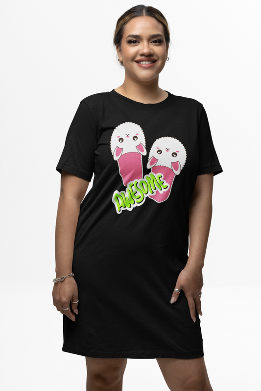 Women's FlipFlop T-shirt Dress Black by ZealforTee