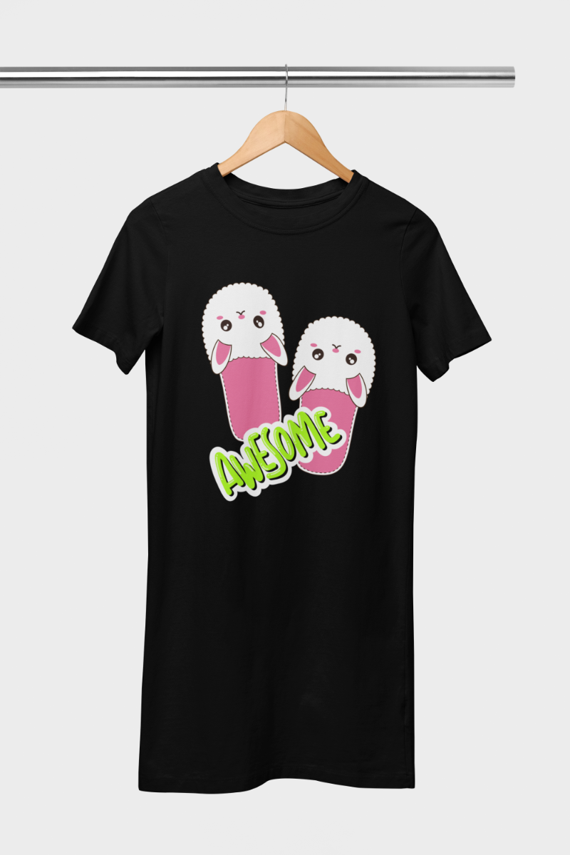 Women's FlipFlop T-shirt Dress Black by ZealforTee