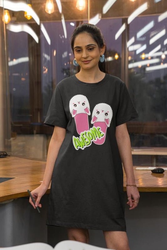 Women's FlipFlop T-shirt Dress Black by ZealforTee