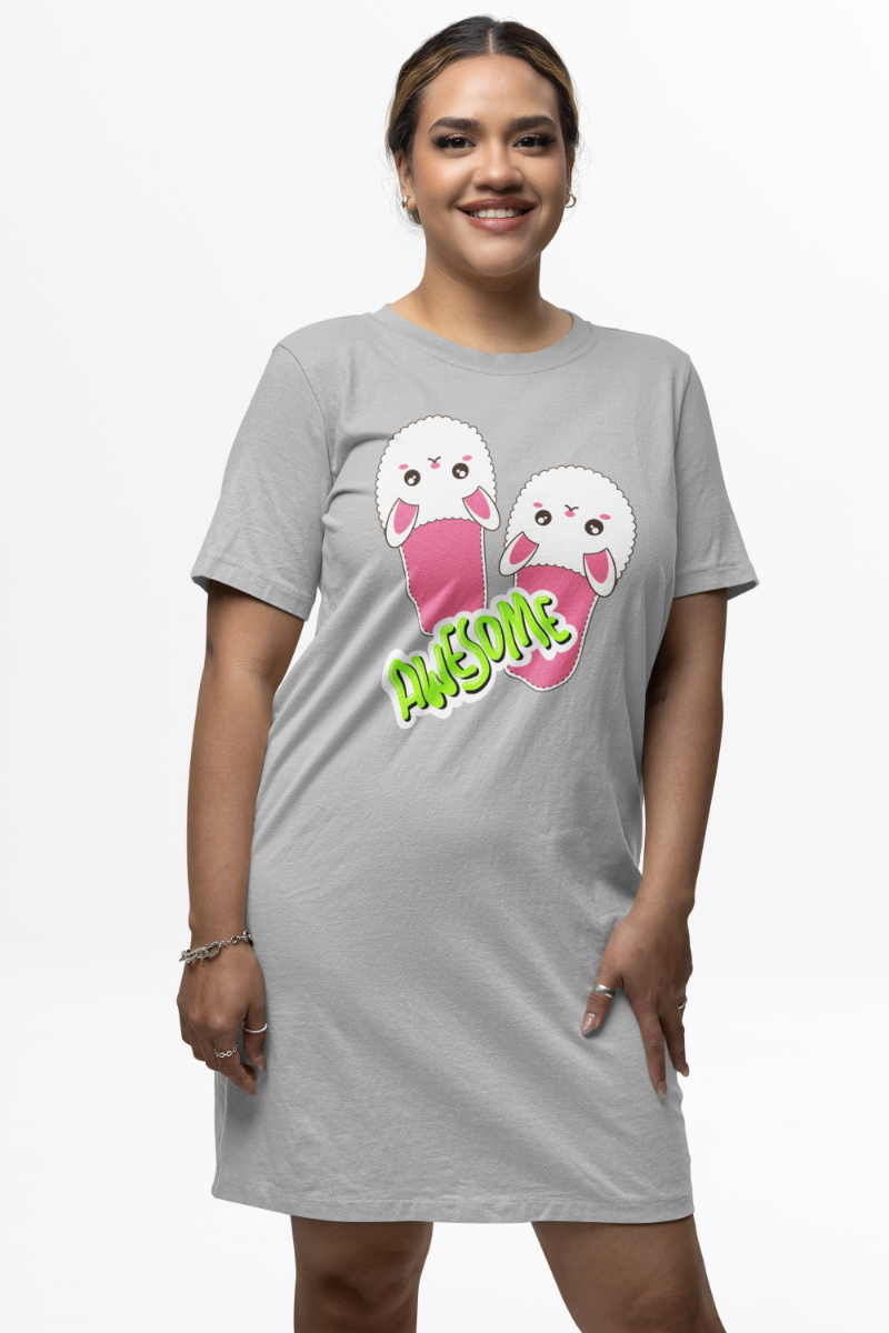 Women's FlipFlop T-shirt Dress White by ZealforTee