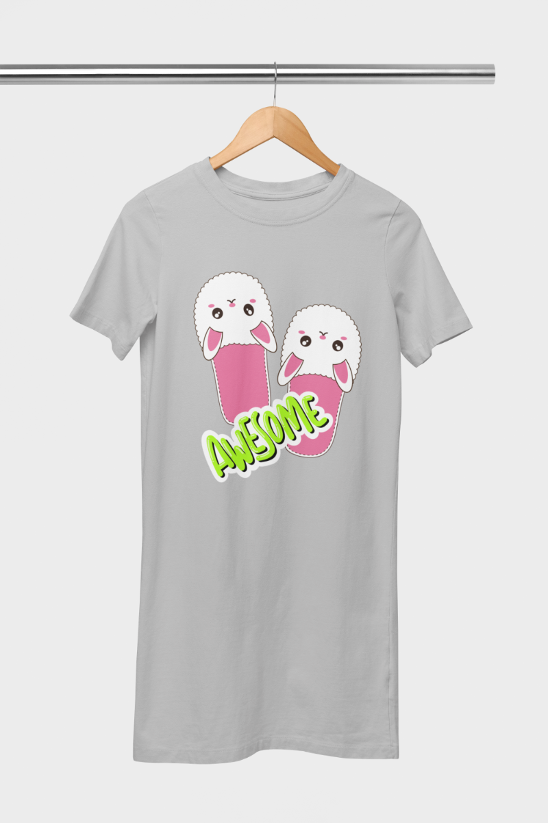 Women's FlipFlop T-shirt Dress Navy Blue by ZealforTee