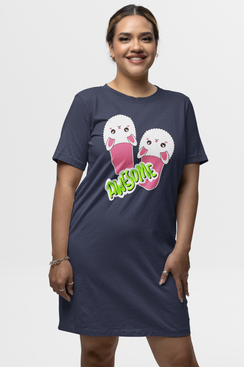 Women's FlipFlop T-shirt Dress Golden Yellow by ZealforTee