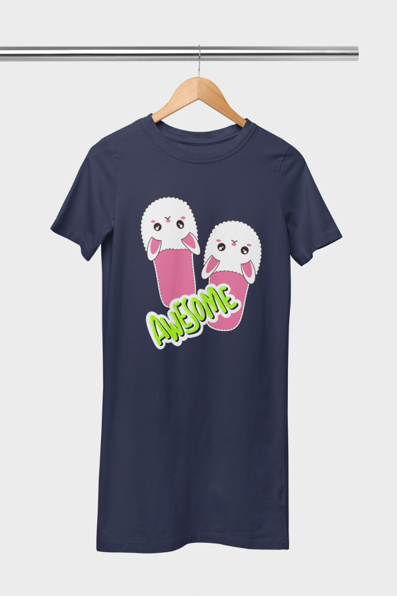 Women's FlipFlop T-shirt Dress White by ZealforTee