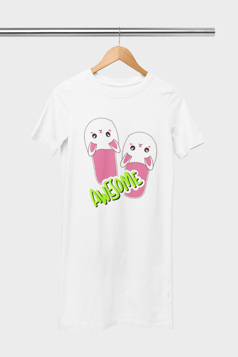 Women's FlipFlop T-shirt Dress Navy Blue by ZealforTee