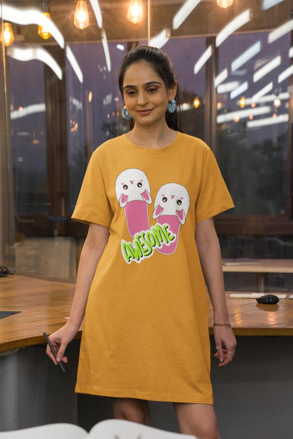 Women's FlipFlop T-shirt Dress White by ZealforTee