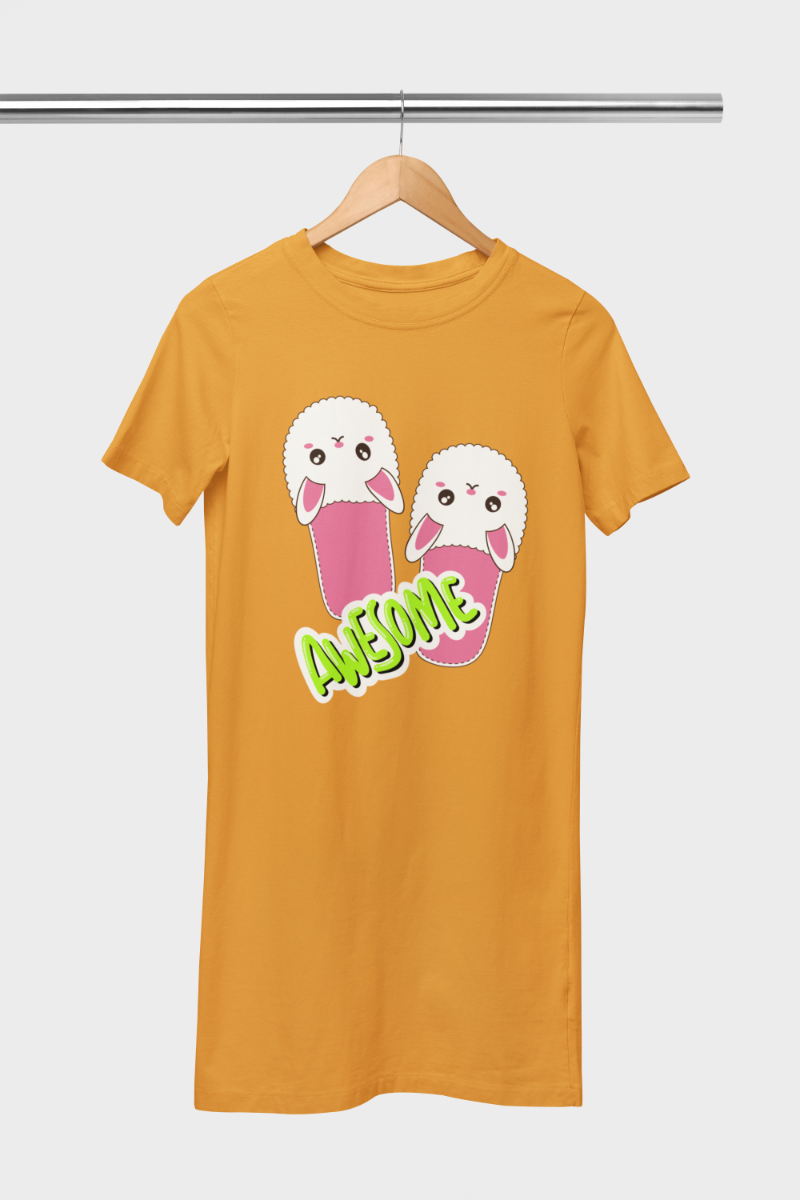 Women's FlipFlop T-shirt Dress Navy Blue by ZealforTee