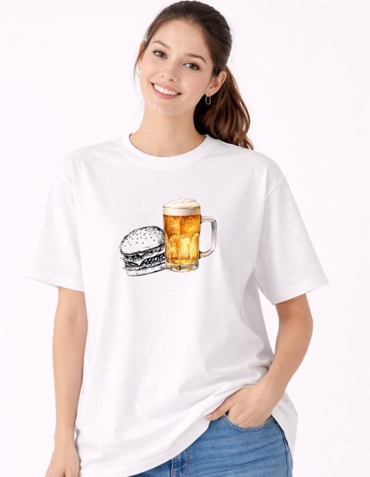 Women Bite & Brew Oversized Tshirt Front By ZealforTee