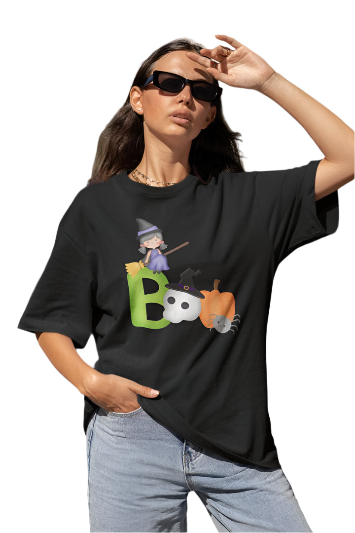 Women Boo T-shirt Black by ZealforTee