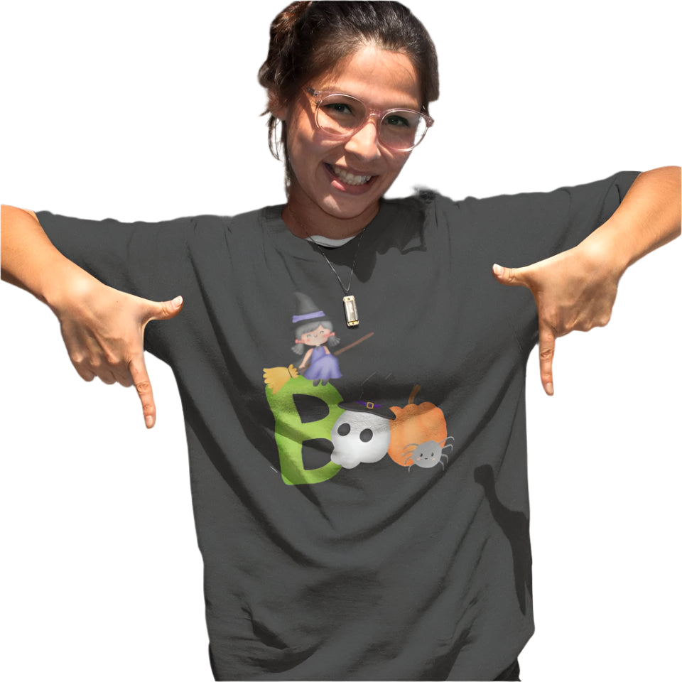 Women Boo T-shirt Black by ZealforTee