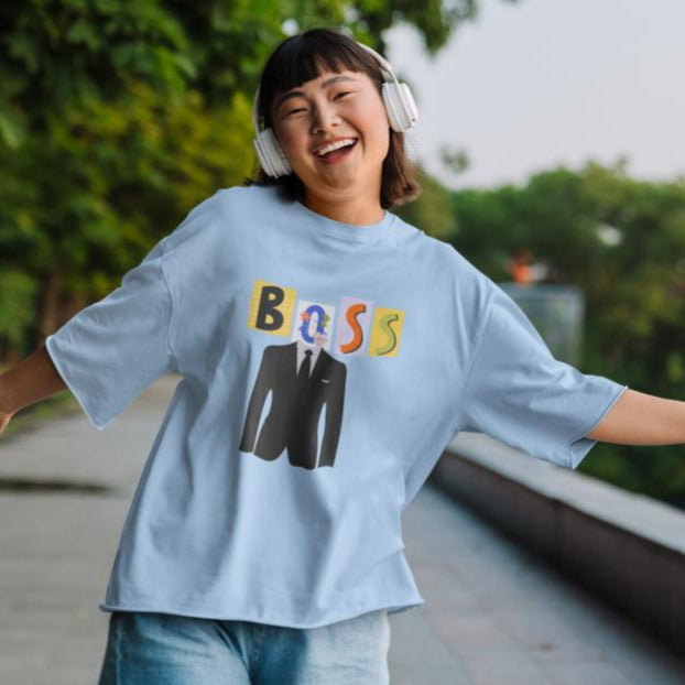 Women's Boss Oversized T shirt Red by ZealforTee