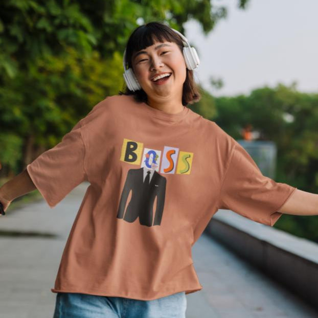 Women's Boss Oversized T shirt Red by ZealforTee