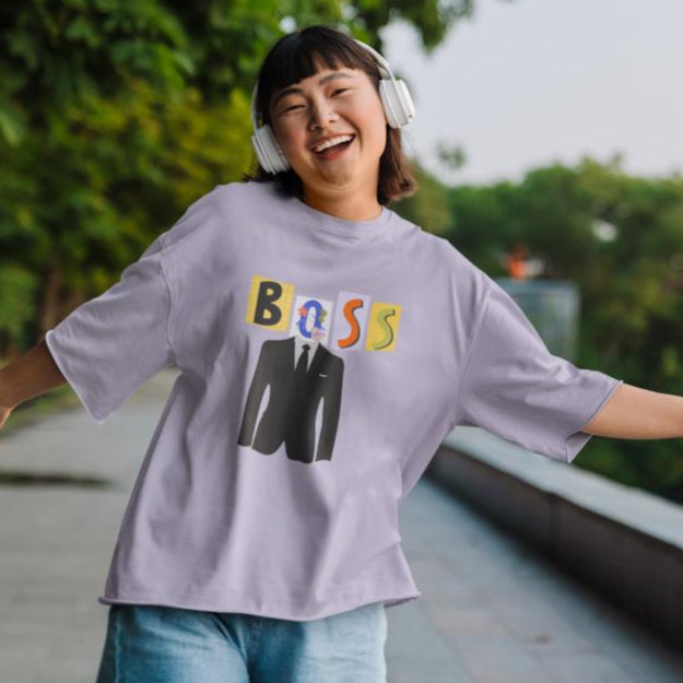 Women's Boss Oversized T shirt Red by ZealforTee