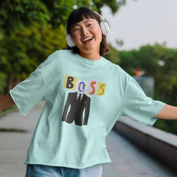 Women's Boss Oversized T shirt White by ZealforTee