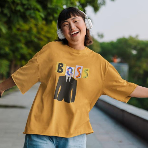 Women's Boss Oversized T shirt Red by ZealforTee