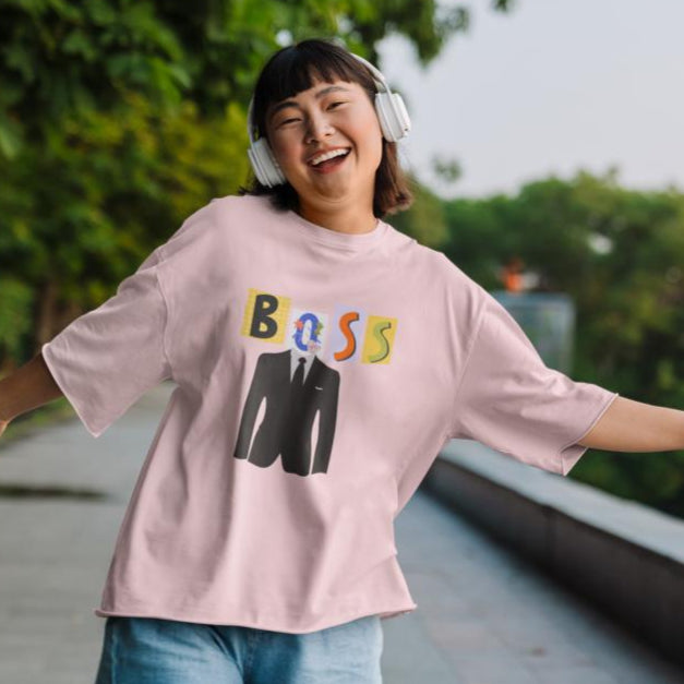 Women's Boss Oversized T shirt Red by ZealforTee