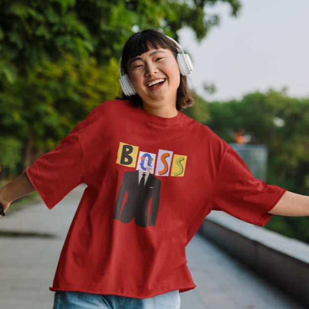 Women's Boss Oversized T shirt Red by ZealforTee