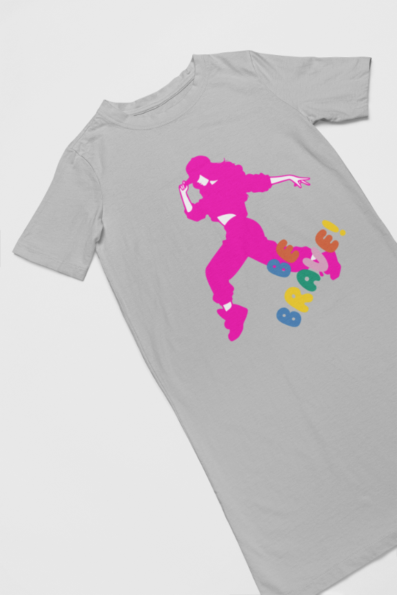 Women's Brave Hip Hop T-shirt Dress Grey Melange by ZealforTee