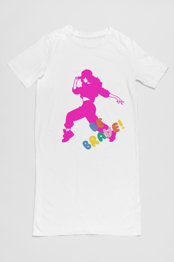 Women's Brave Hip Hop T-shirt Dress White by ZealforTee