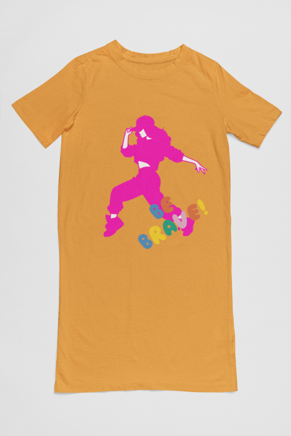 Women's Brave Hip Hop T-shirt Dress Golden Yellow by ZealforTee