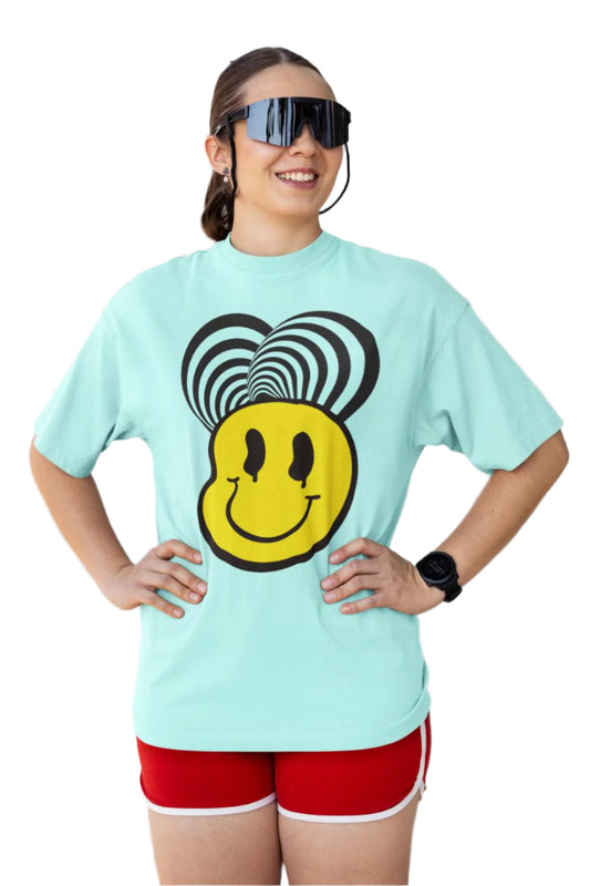 Women's Carefree and Grin Oversized T shirt Mint by ZealforTee