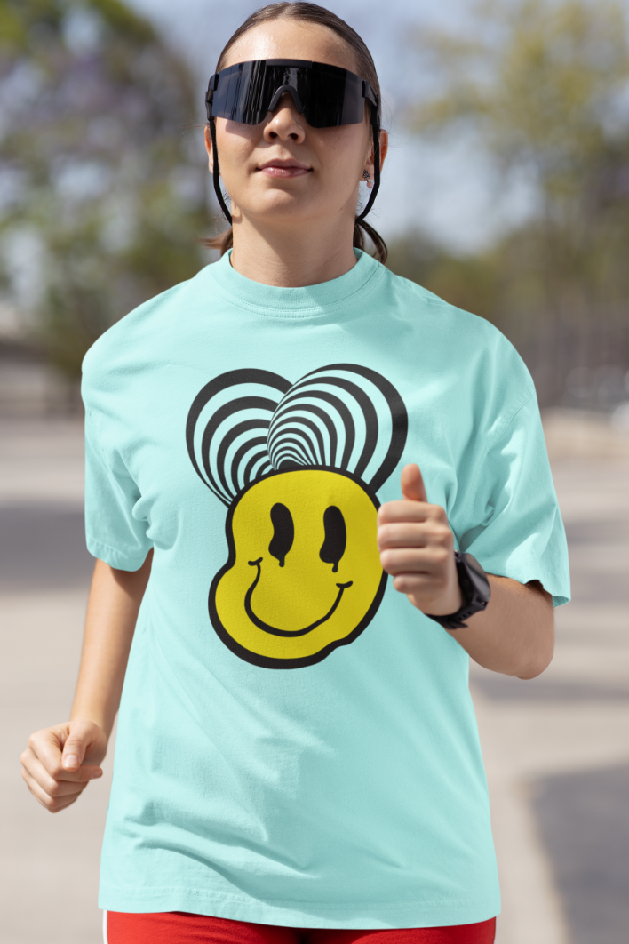 Women Carefree and Grin Oversized T shirt
