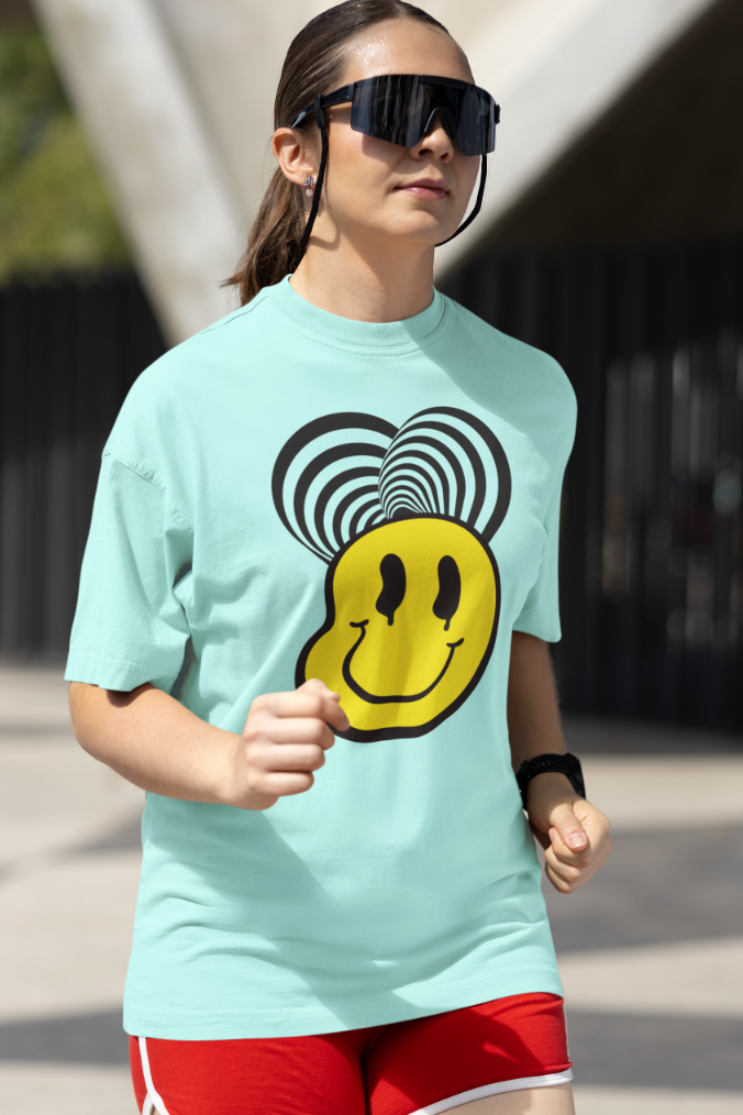 Women Carefree and Grin Oversized T shirt
