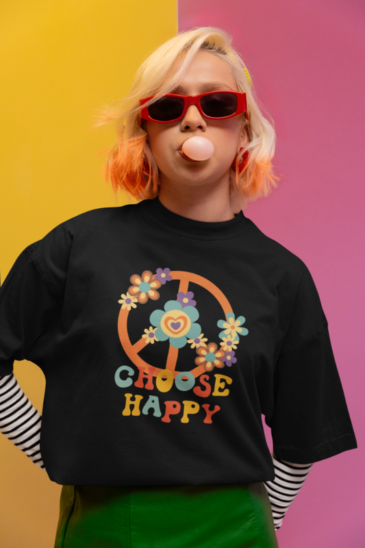 Women Choose Happy Oversized T shirt