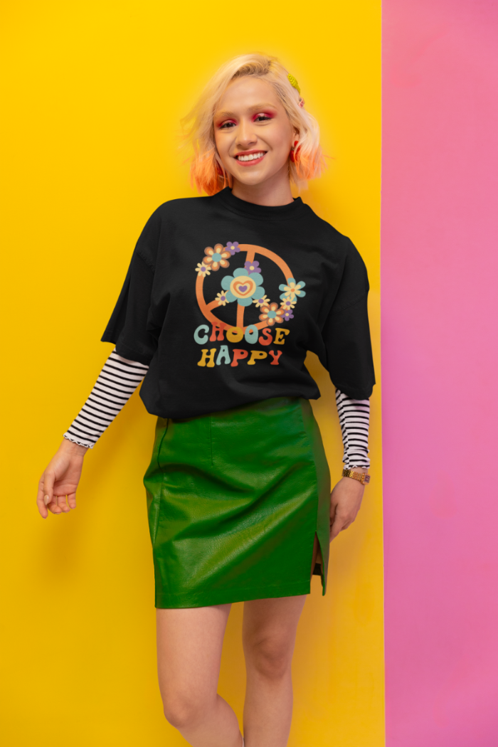 Women Choose Happy Oversized T shirt