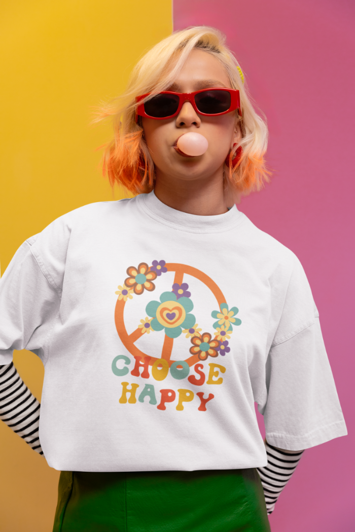 Women Choose Happy Oversized T shirt