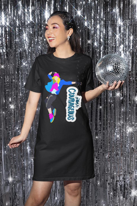 Women's Courageous Hiphop T-shirt Dress Black by ZealforTee