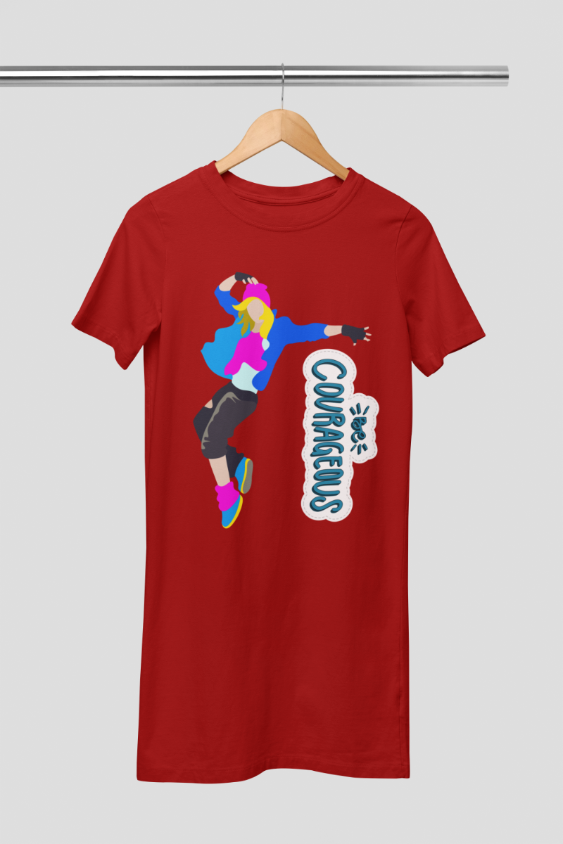Women's Courageous Hiphop T-shirt Dress Red by ZealforTee