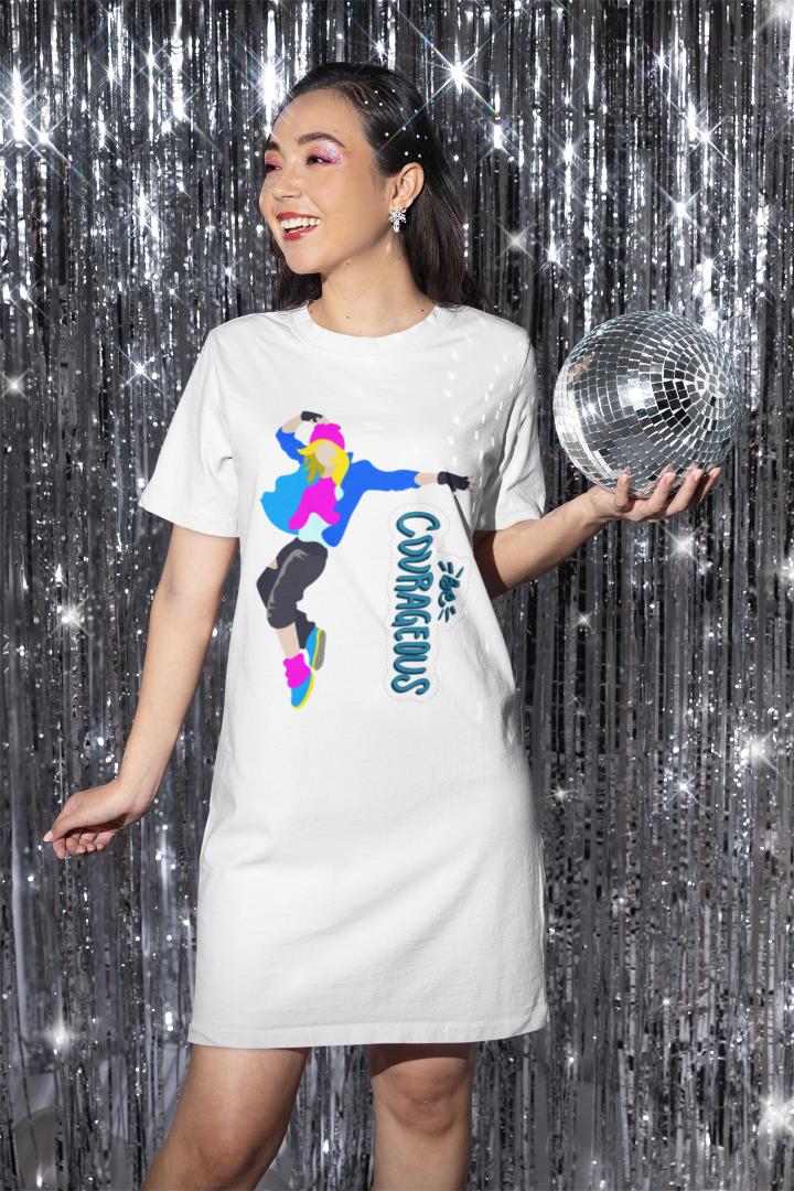 Women's Courageous Hiphop T-shirt Dress White by ZealforTee