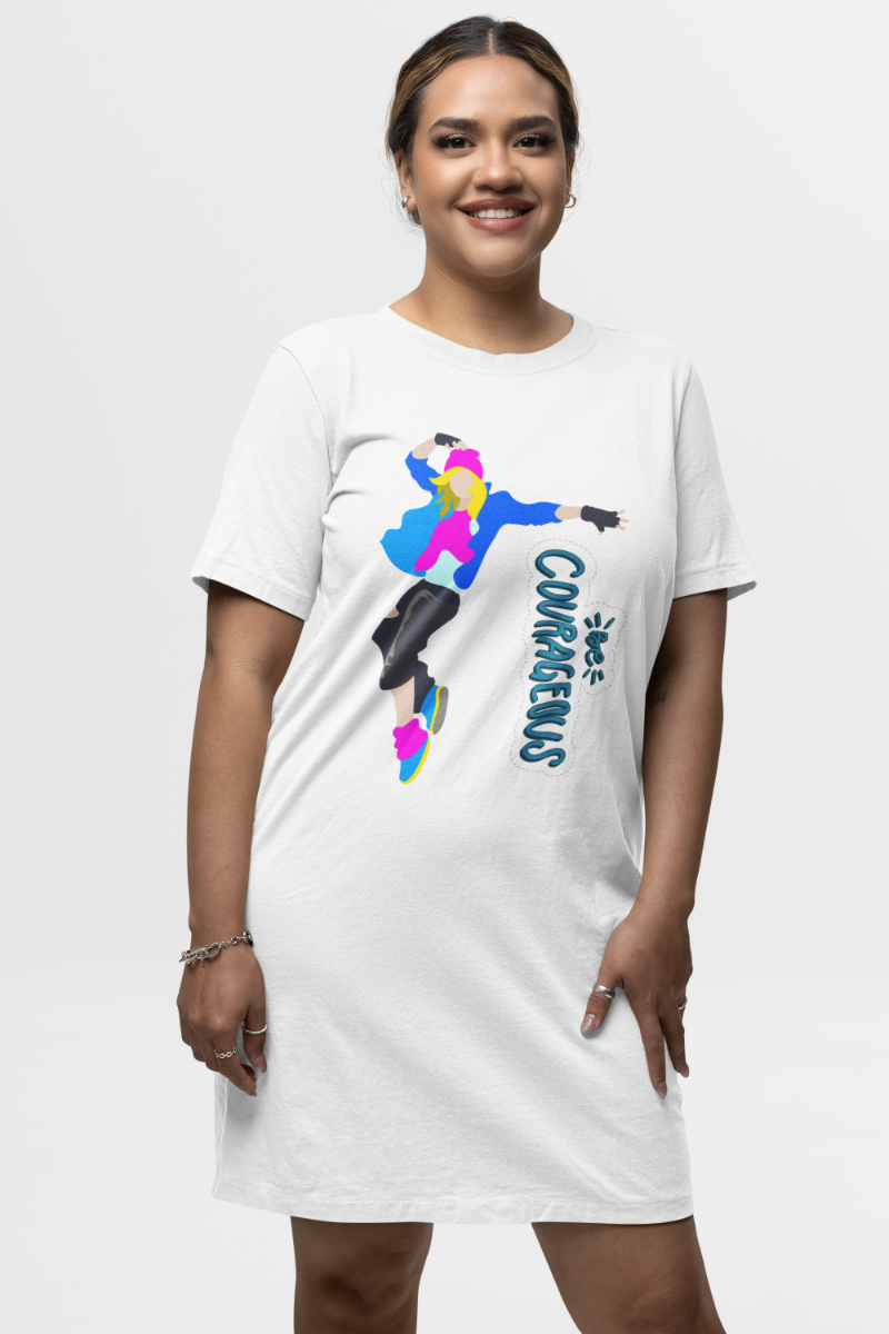 Women's Courageous Hiphop T-shirt Dress White by ZealforTee