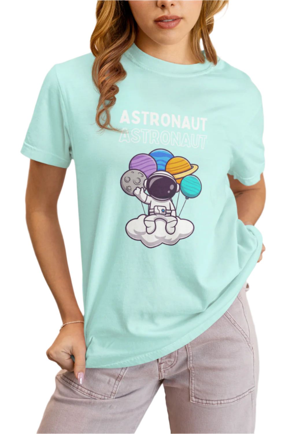 Women's Cute Astronaut T-Shirt Wild Watermelon by ZealforTee