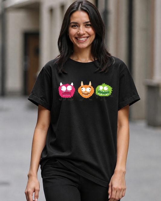 Women Tiny Trouble Trio Oversized Tshirt