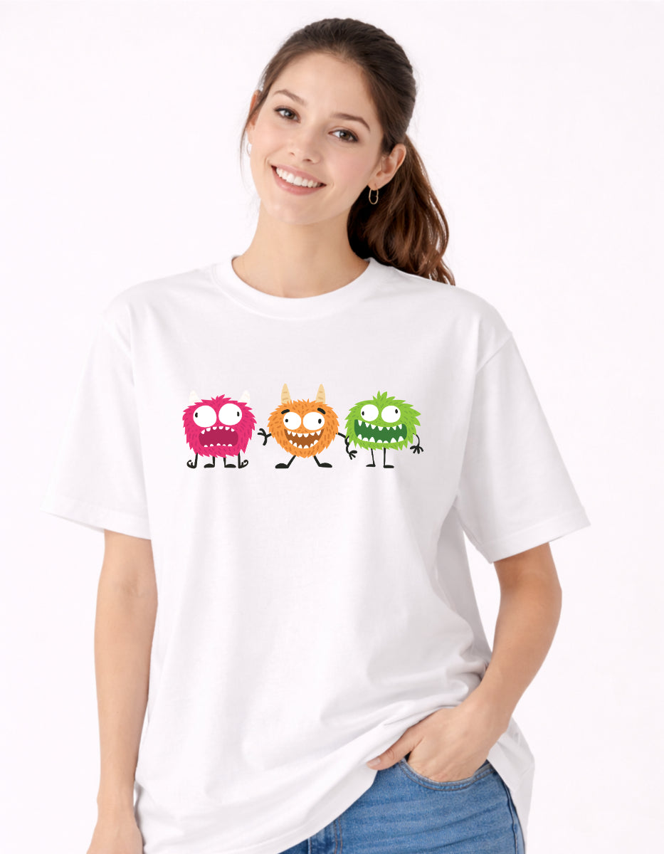 Women Tiny Trouble Trio Oversized Tshirt Front By ZealforTee