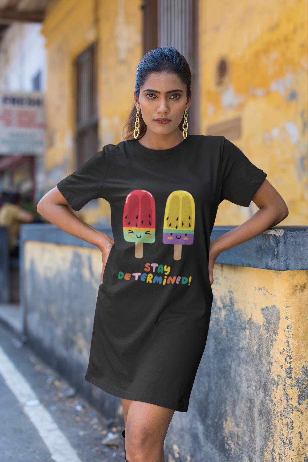 Women's Tutti Frutti T-shirt Dress Black by ZealforTee