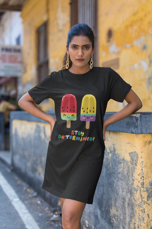 Women's Tutti Frutti T-shirt Dress Black by ZealforTee