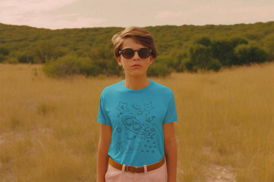 Kid's Rocket In Space Unisex T-shirt Sky Blue by ZealforTee