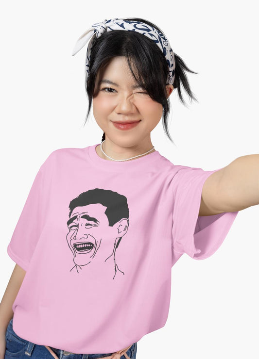 Women's Meme Face T-Shirt Pink by ZealforTee