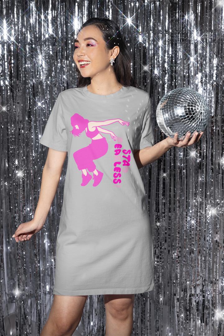 Women's Dance Punk Fearless T-shirt Dress Black by ZealforTee