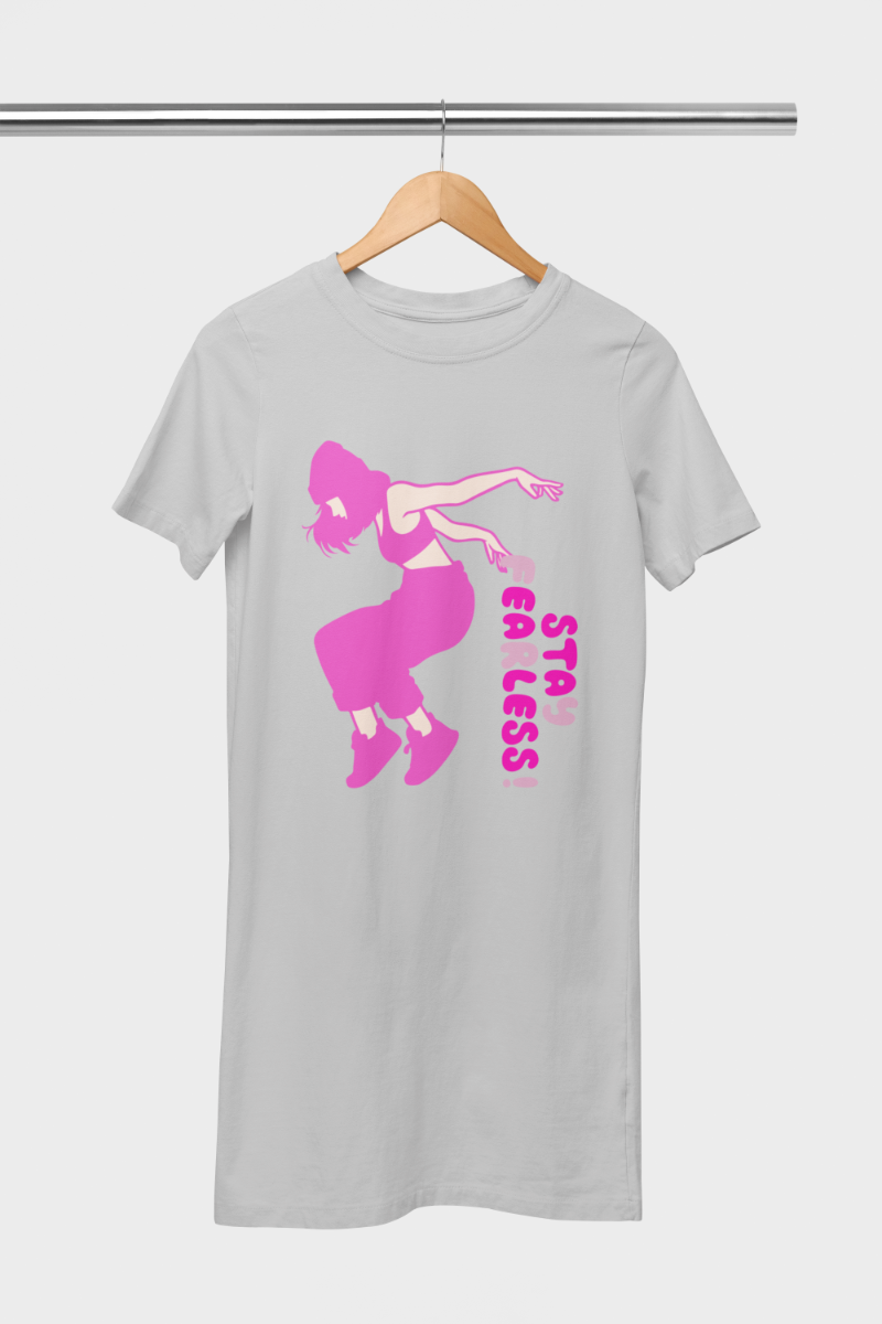 Women's Dance Punk Fearless T-shirt Dress Grey Melange by ZealforTee